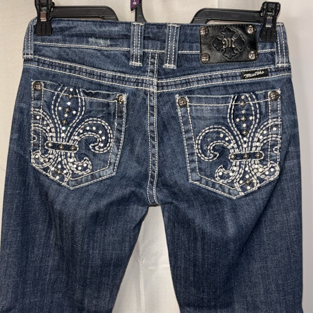 Miss me Embellished Fleur de Lis Bootcut Denim Jeans size 28